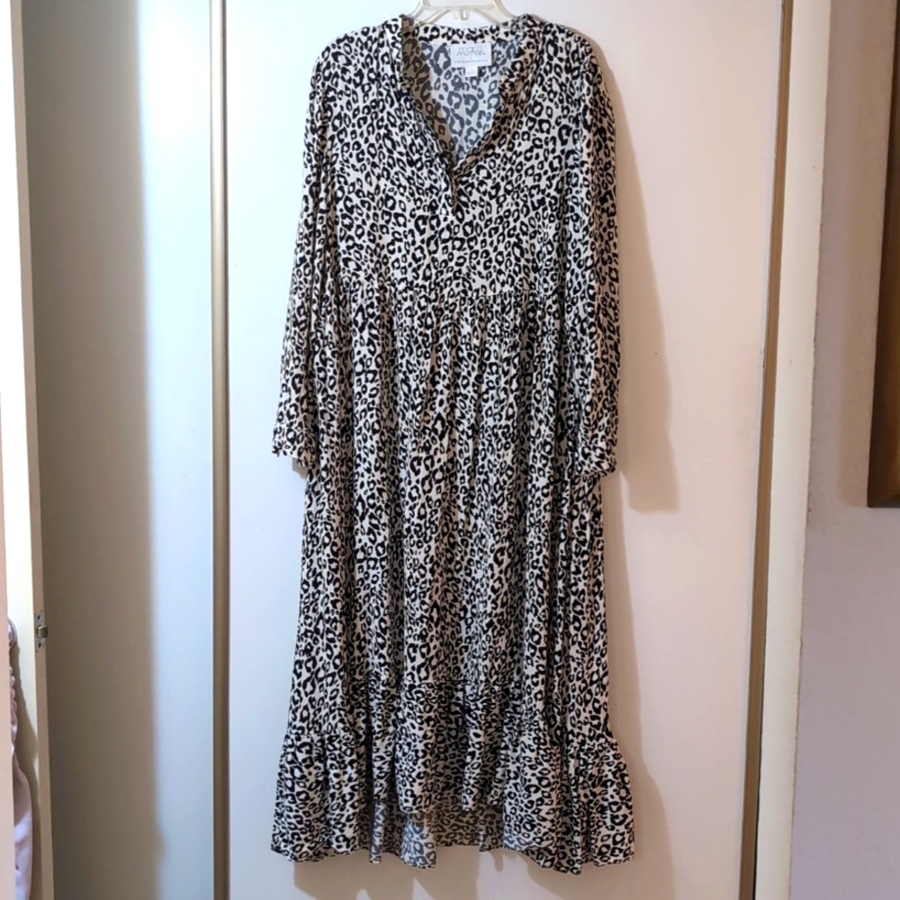 Anthropology Animal Print Maxi Dress